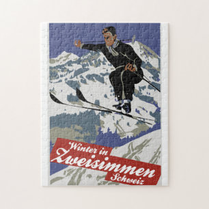 Winter in Zweisimmen Vintage-Ski-Reise-Werbung Puzzle