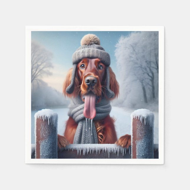 Winter Irish Setter Dog Serviette (Vorderseite)