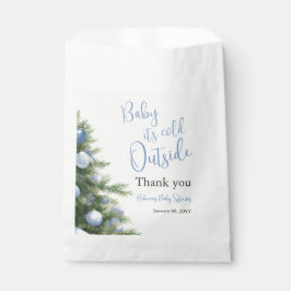 Winter It's Cold Outside Blue Bow Baby Shower Geschenktütchen