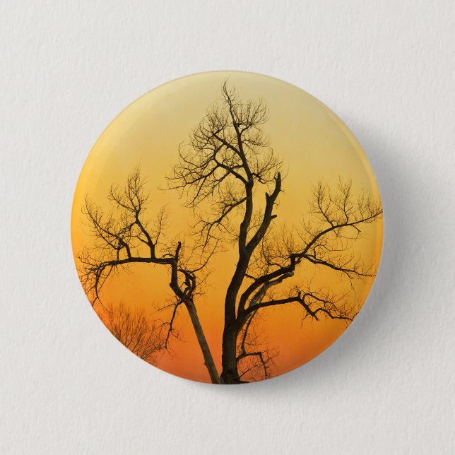 Winter-Jahreszeit-Sonnenuntergang-Baum Button (Vorderseite)