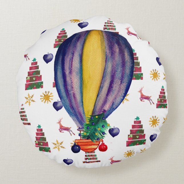 Winter Joy Jigsaw Puzzle Rundes Kissen (Rückseite)
