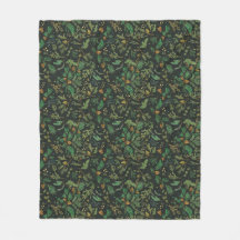 Winter Juniper Pine on Black Background Blanket