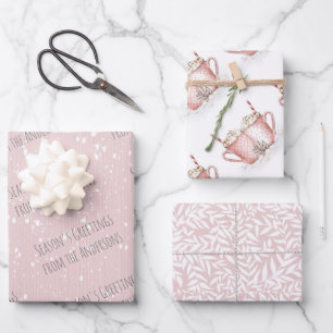 Winter-Kakao-Urlaubspapier mit Namen Geschenkpapier Set