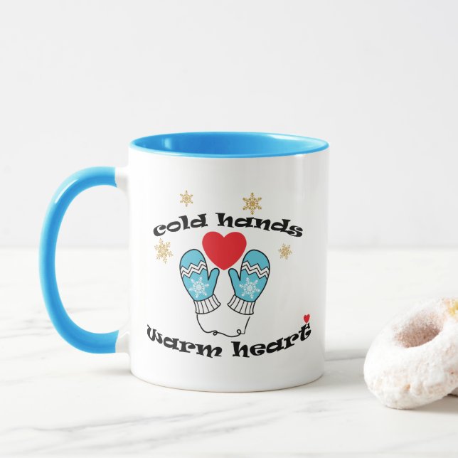 Winter kalte Hände Warmes Herz, Weihnachtsgeschenk Tasse (Mit Donut)