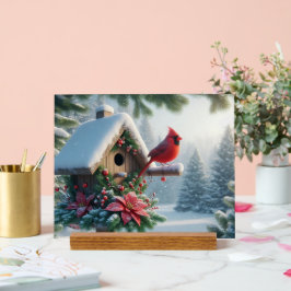 Winter Kardinal auf einem festlichen Geburtshaus Acrylschild