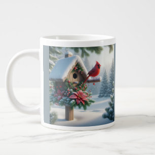 Winter Kardinal auf einem festlichen Geburtshaus Jumbo-Tasse
