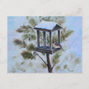 Winter Kardinal Besucher Postkarte
