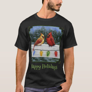 Winter Kardinal Birds und WeihnachtsLICHT Happy H T-Shirt