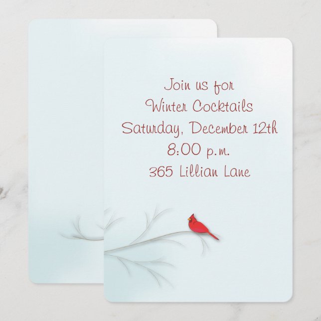 Winter-Kardinal-Editierbare Einladungskarte Einladung (Vorne/Hinten)