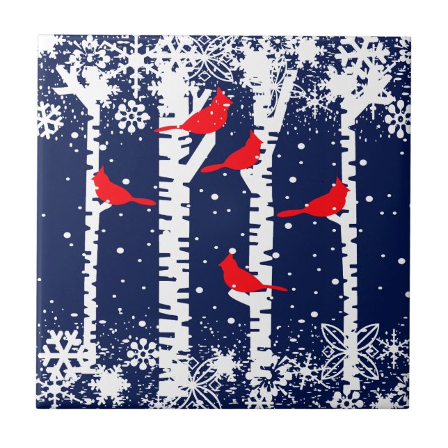 Winter-Kardinal Fliese (Vorderseite)