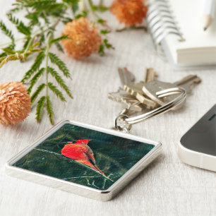 Winter-Kardinal im Schneesturm - Verbessert Schlüsselanhänger