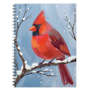 Winter-Kardinal-Rotvogel-Aquarellmalerei Notizblock