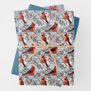 Winter Kardinal und Florals Weihnachten Geschenkpapier Set
