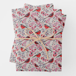 Winter-Kardinal und Warblers Umschlagpapier Geschenkpapier Set