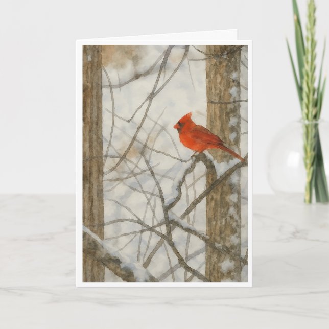 Winter Kardinal Watercolor_4 Karte (Vorderseite)