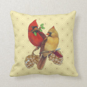 Winter Kardinals Pine und Holly Kissen