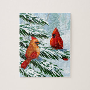 Winter-Kardinals-Vogel-Schnee Creationarts Puzzle