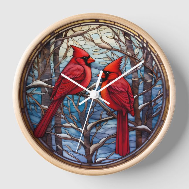 Winter Kardinals Wall Clock Uhr (Vorderseite)
