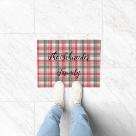 Winter Kariert Tartan Weihnachtsfeiertag Rot, Grün Fußmatte