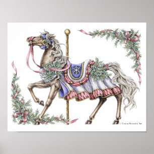 Winter Karussell Pen und Tinte Zeichnend Poster