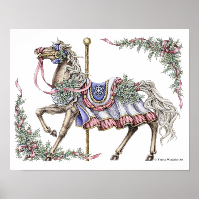 Winter Karussell Pen und Tinte Zeichnend Poster (Vorne)