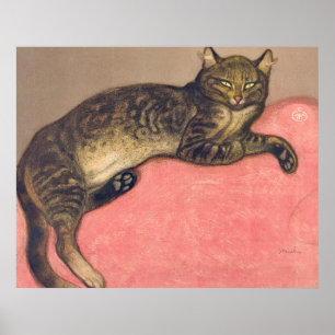Winter: Katze auf einem Kissen von Theophile Stein Poster