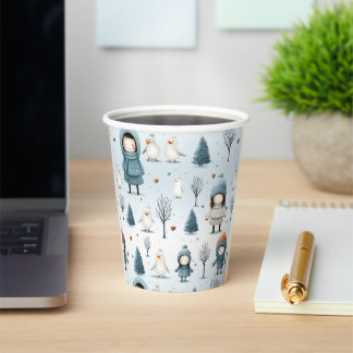 Winter Kids Playing Pappbecher