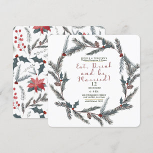Winter-Kiefer-Beere-Esse-Trinke-Heirat-Hochzeit Einladung