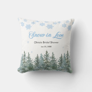 Winter-Kiefer Schnee in Liebe Schneeflocken Brautp Kissen