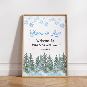 Winter-Kiefer-Schnee in Liebe Schneeflocken Brautp Poster