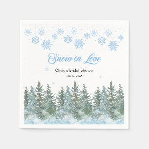 Winter-Kiefer Schnee in Liebe Schneeflocken Brautp Serviette