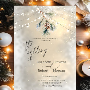 Winter-Kiefer-Tannenbaum-Kegel-Lichterkette Hochze Einladung