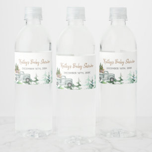 Winter-Kiefern-Baby-Shower-Wasserflaschenetikett Wasserflaschenetikett