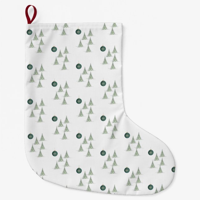 Winter-Kiefern-Geschenkpapier Großer Weihnachtsstrumpf (Vorderseite)