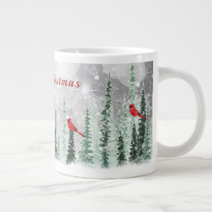 Winter-Kiefern Weihnachten Rote Kardinäle Jumbo-Tasse
