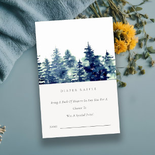 Winter-Kieferwald-Schnee Windel-Raffle Baby Shower Begleitkarte