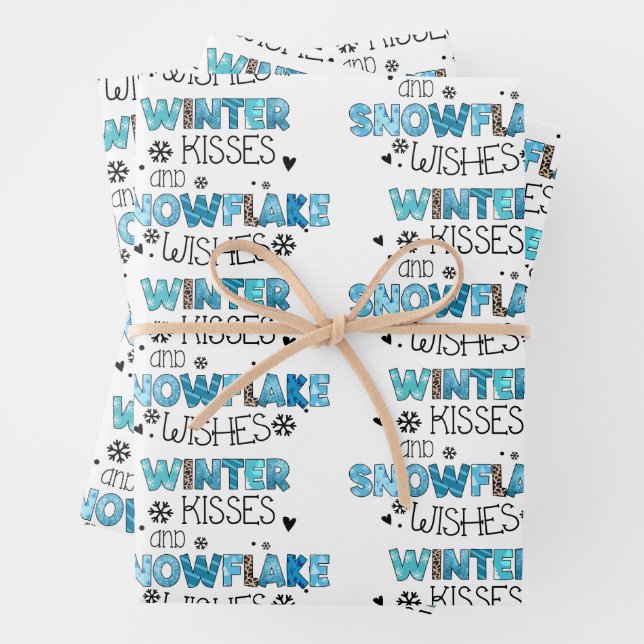 Winter Kisses individualisieren Geschenkpapier Set (Beispiel)