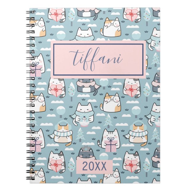 Winter Kitty Cats Spiral Foto Notebook Notizblock (Vorderseite)