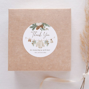 Winter-Kleiderleine-Baby-Party Runder Aufkleber