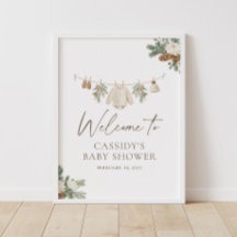 Winter-Kleiderleine-Baby-Shower-Willkommensschild