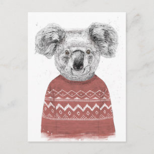 Winter koala (rot) postkarte