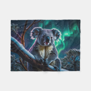 Winter Koala und Südlichter Fleecedecke