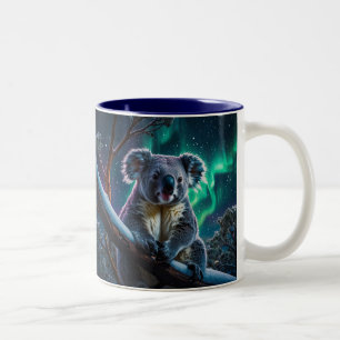 Winter Koala und Südlichter Zweifarbige Tasse