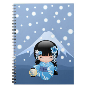 Winter Kokeshi Doll - Blaues Geisha-Mädchen Notizblock