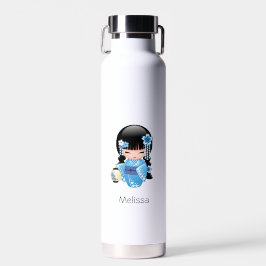 Winter Kokeshi Doll - Blue Kimono Geisha Girl Trinkflasche