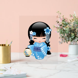Winter Kokeshi Doll - Blue Mountain Geisha Girl Acrylschild