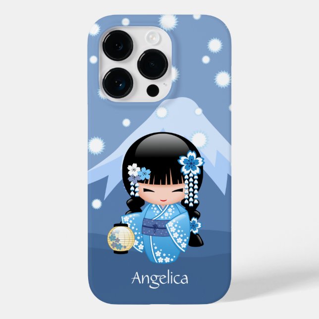Winter Kokeshi Doll - Blue Mountain Geisha Girl Case-Mate iPhone Hülle (Rückseite)