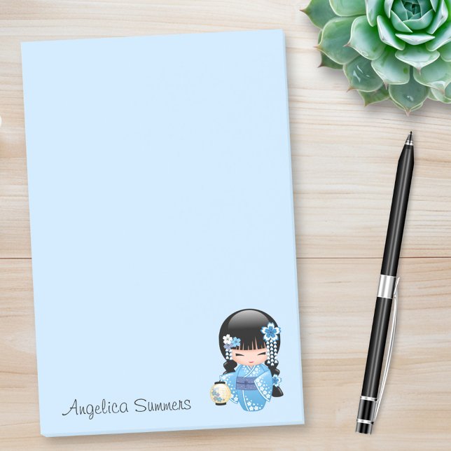 Winter Kokeshi Doll - Blue Mountain Geisha Girl Post-it Klebezettel (Von Creator hochgeladen)