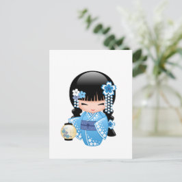 Winter Kokeshi Doll - Geisha Girl Postkarte