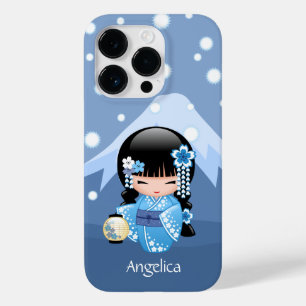 Winter Kokeshi Puppe - blaues Case-Mate iPhone Hülle